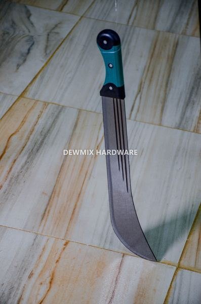 Steel Machete Teal Handle Curved Blade