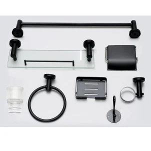 N223B 7Pc Bathroom Set With 40Cm Glass Shelf Bl