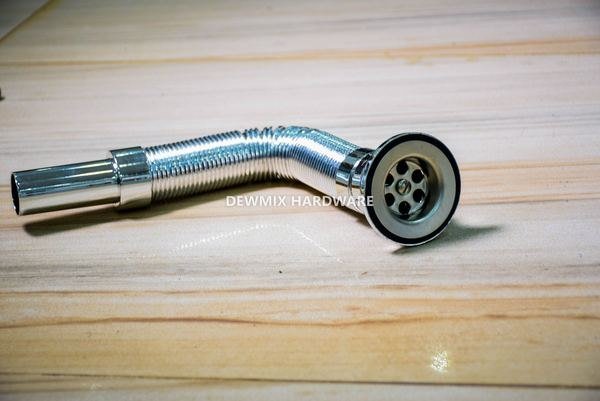 Chrome Flexible Sink Drain Pipe With Strainer
