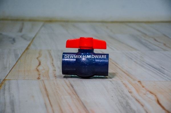 PVC Ball Valve Blue Body Red Handle