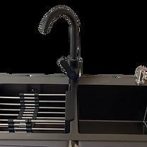 Kitchen Sink Double Bowl Black With Rinse Tray