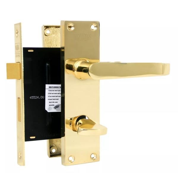 Bathroom Lever Lockset with Victoria Handle