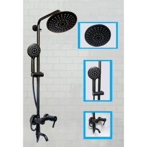 Black Three Way Shower Mixer L Shower Risers in